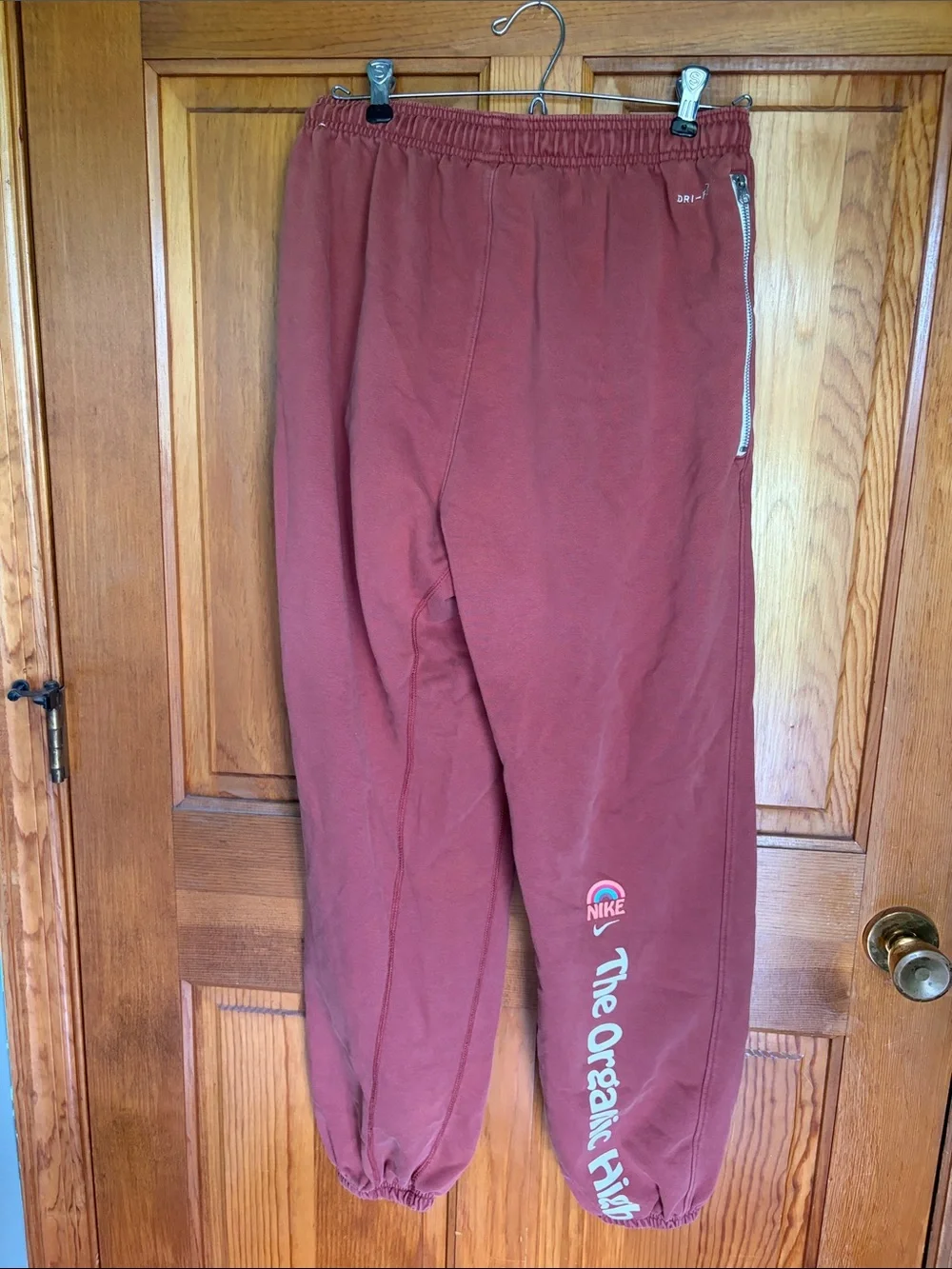 Nike Organic High Mens Brick Red Sweatpants with White Drawstring